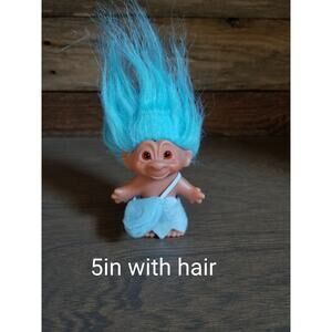 2005 DAM Troll Doll Blue Hair Outfit Good Luck Letter Delivery